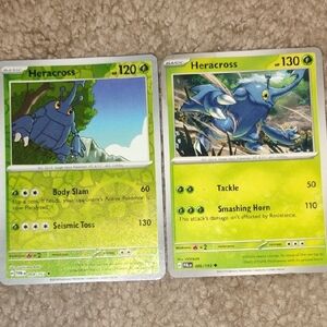 Heracross Pokémon Cards - Green and Blue